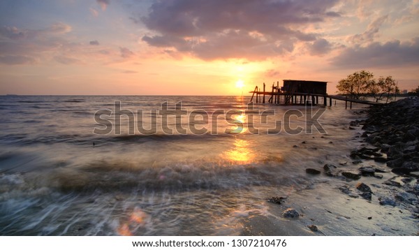 Explosive Sunset Pasir Panjang Negeri Sembilan Stock Photo Edit Now 1307210476