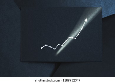 Exponential Graph. Growth Breakthrough Success Concept. Arrow Pointing Upward On Black Paper.