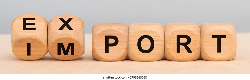 export and import printed on cubes
