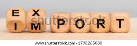 export and import printed on cubes