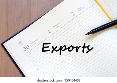 Exports text concept write on notebook with pen