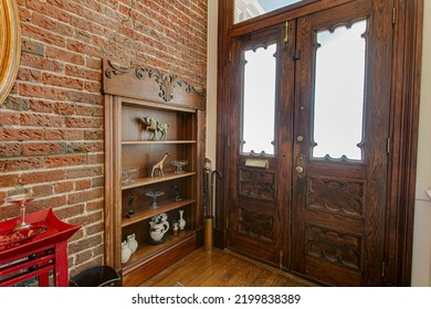 Exposed Brick Wall Historic Interior Wood Doors