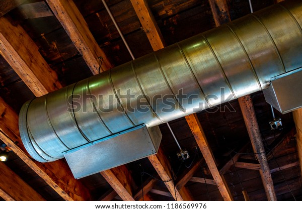 Exposed Ceiling Lumber Wood Studs Aluminum Stock Photo Edit