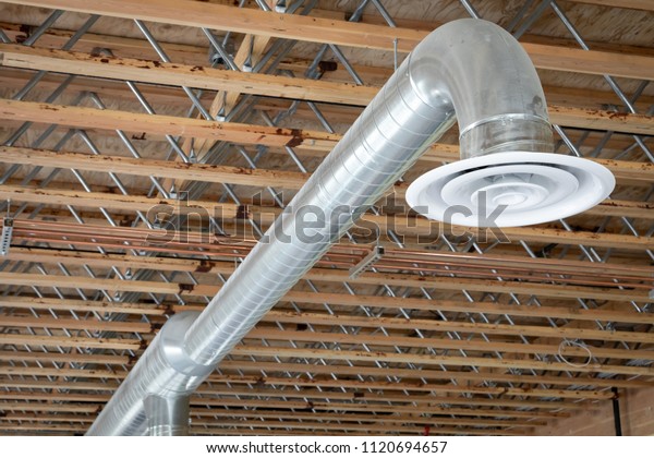 Exposed Central Heating Cooling Ducting Curved Stock Photo Edit