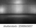 Exposed Concrete Wall with Asphalt Floor Background Dark Empty Industrial Garage