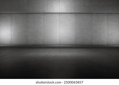 Exposed Concrete Wall with Asphalt Floor Background Dark Empty Industrial Garage