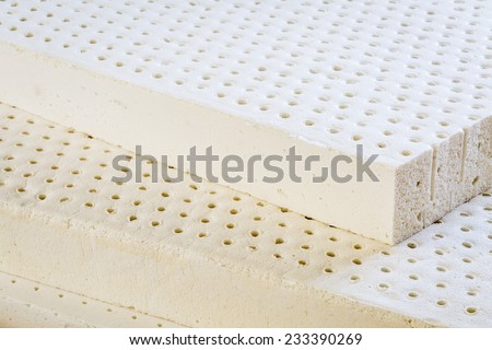exposed layers of natural latex from an organic mattress, comfortable sleeping concept