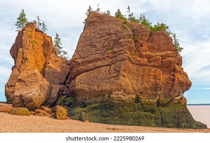 Exposed Rock At Low Tide In The Bay Of Fundy In New Brunswick.