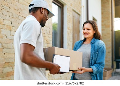 Express Delivery. Courier Delivering Package