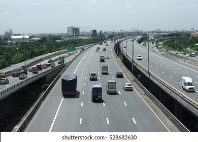 Express Highway Road Traffic In Bangkok Province, Thailand