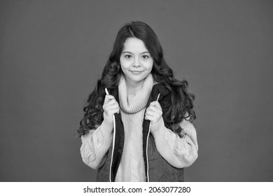 Express Who You Are From The Inside. Little Child In Fashion Style. Fashion Model With Cute Look. Fashion And Style. Fashionable Trends For Winter Season. Stay In Fashion In Cold Weather