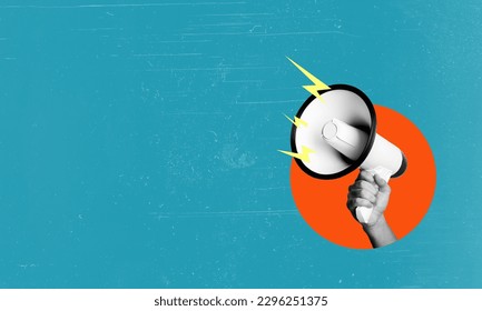 Expressing your own thoughts on the Internet. Modern design, collage of contemporary art. Inspiration, idea, fashion style. Negative space to insert text or announcements. - Shutterstock ID 2296251375