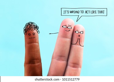 Expression Of Racial Discrimination By Drawing Expressions With Fingers?The Act Of Racism Is Wrong