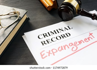 Expunge Of Criminal Record. Expungement Written On A Document.