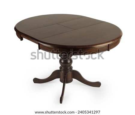 Extendable Tobacco Brown Massif Wood Table isolated on white background 