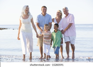 Extended Family At The Beach Smiling