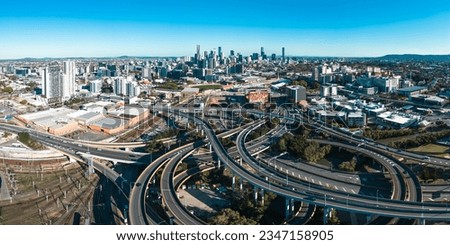 The extensive Bowen Hills Interchange on a clear winter's day in Windsor in Brisbane, Queensland, Australia