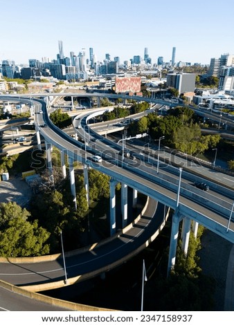 The extensive Bowen Hills Interchange on a clear winter's day in Windsor in Brisbane, Queensland, Australia