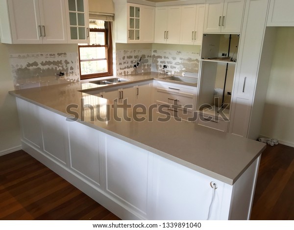 Extensive Kitchen Renovation New Stone Bench Stock Photo Edit Now