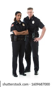 Обширная серия из двух полицейских на белом фоне с различным реквизитом. Также включает в себя ребенка и грабителя.