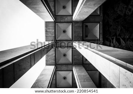 Similar – Image, Stock Photo Perspective detail of a steel and aluminium grille. Technical use in architecture and design.