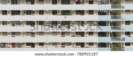 Exterior dense of HDB apartment complex in Singapore.
