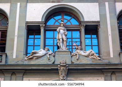 Exterior Detail Of The Uffizi Gallery In Florence, Italy