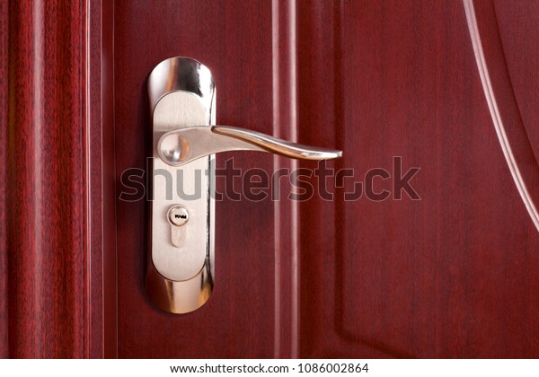 Exterior Door Handle Lock On Wooden Stock Photo Edit Now 1086002864