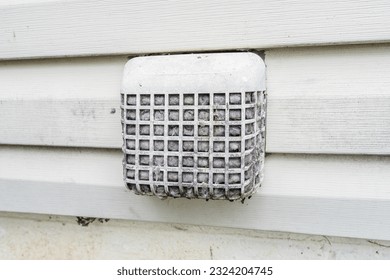exterior dryer vent guard is clogged with debris and dryer lint and is a safety hazard