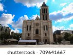 Exterior facade of the Basilica of Saint Denis, Saint-Denis, Paris, France