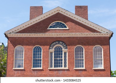 Exterior Facade Of The Historic Salem, Massachusetts Town Hall