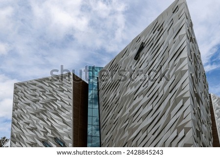 Exterior facade of the titanic museum, slipway, titanic docks, at titanic quarter, Belfast, Northern Ireland,UK