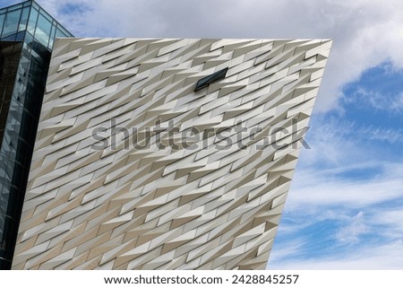 Exterior facade of the titanic museum, slipway, titanic docks, at titanic quarter, Belfast, Northern Ireland,UK