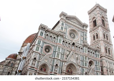 Exterior Of Florence Cathedral And Giottos Campanile Architecture In Italy.