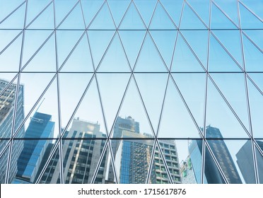 Exterior Of High Rise Office Building In Downtown Of Hong Kong City