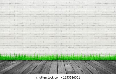 Room Interior Green Brick Wall Background Stock Photo (Edit Now) 156411926