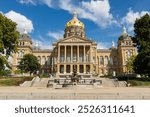 Exterior of the Iowa State Capitol Building, built from 1871 to 1886, in Des Moines, Iowa, USA.