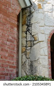 Exterior Limestone Wall Needs Power Washing Due To Stain Caused By Rain