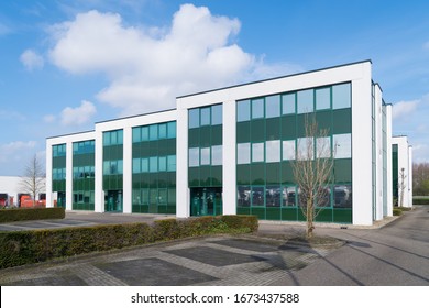 Exterior Of A Modern Green Office Building In The Netherlands