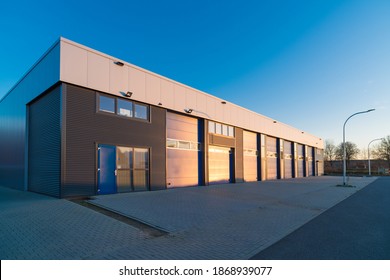 exterior of a modern small business unite with warehouse