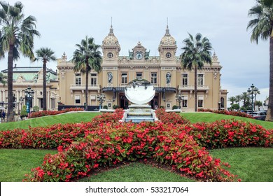 exterior of Monte Carlo Casino with flower terrace in Monaco