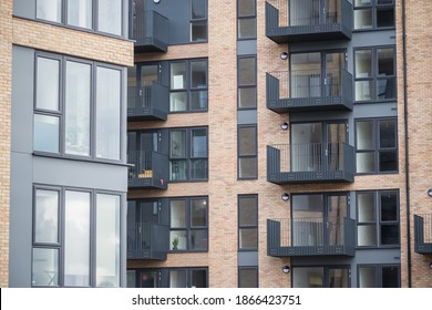 Exterior of new build apartments in Hornsey, north London