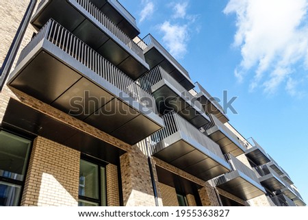 Exterior of new modern apartment buildings
