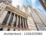 Exterior of New york Stock Exchange, largest stock exchange in world by market capitalization and most powerful global financial institute. Wall street, lower Manhattan, New York City, USA.