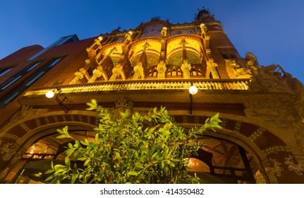 Exterior  of Palace of Catalan Music in Barcelona, Spain.Palace was built between 1905 and 1908