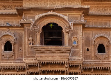 Exterior of Patwon Ki Haveli in Jaisalmer, Rajasthan state of India. A haveli is a traditional townhouse or mansion in the Indian subcontinent.