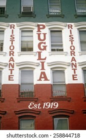 Exterior Of Puglia Restaurant In Little Italy, New York City, NY