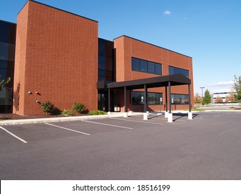 Exterior Of A Red Brick Modern Office Building