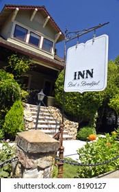 Exterior And Sign Of A Quaint Bed And Breakfast Inn