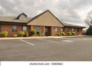 Exterior Of A Small One-story Office Building.